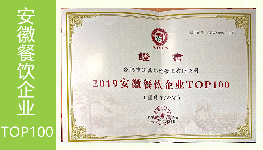 2019安徽餐饮企业TOP100